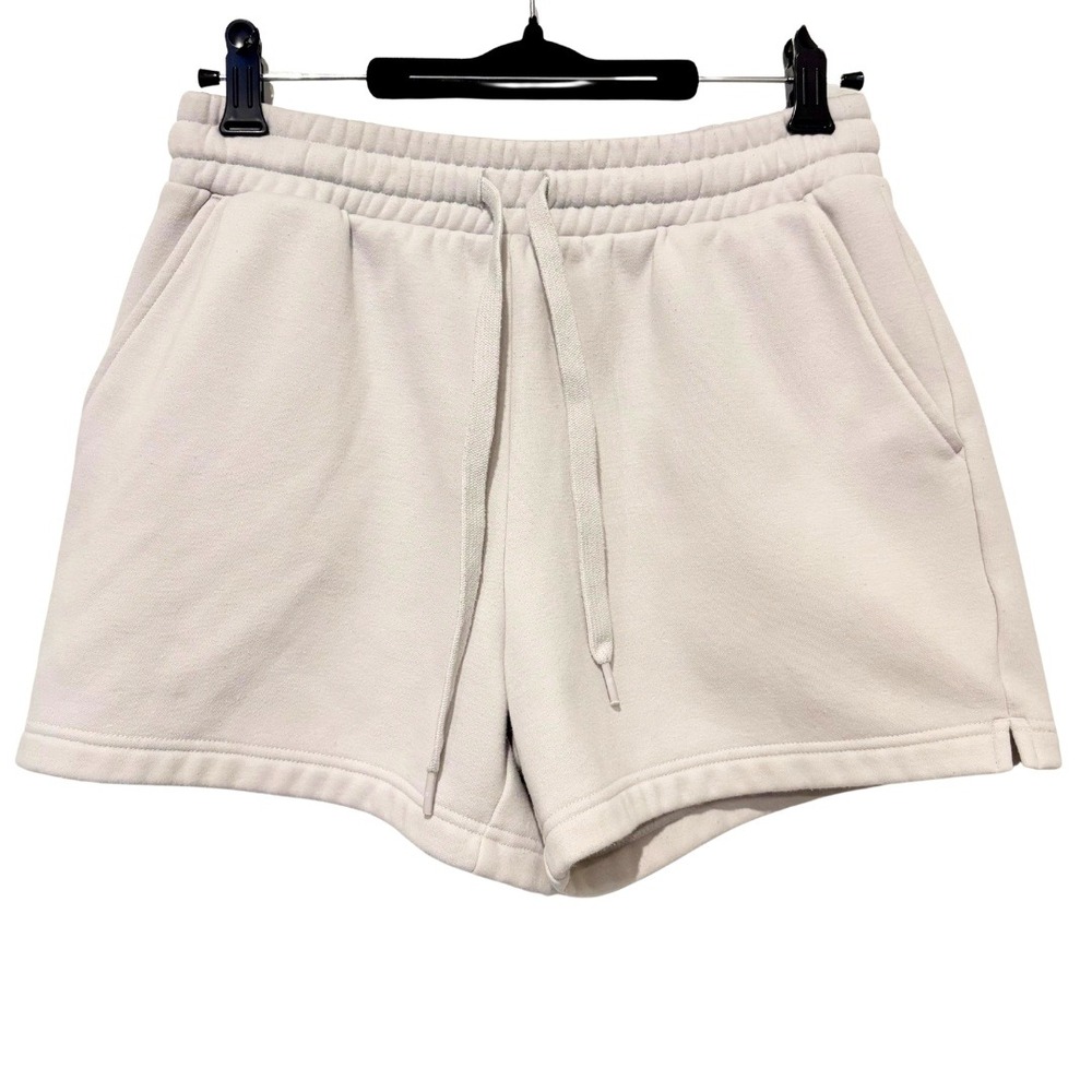 Fabletics Hi-Rise Light Beige Fleece Sweat Shorts w/ Drawstring & Pockets - S